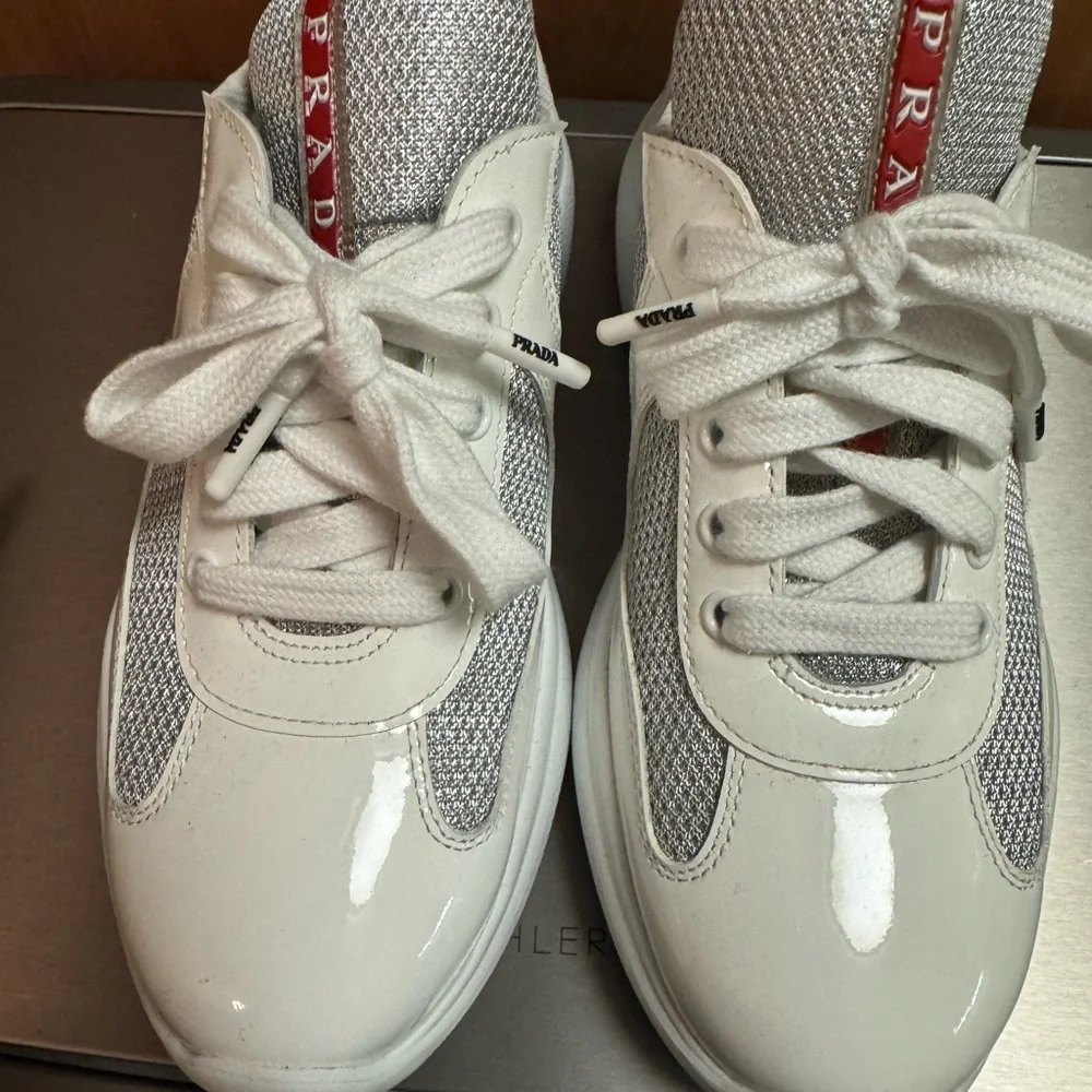 Prada White and Gray Sneakers - Picture 3 of 4